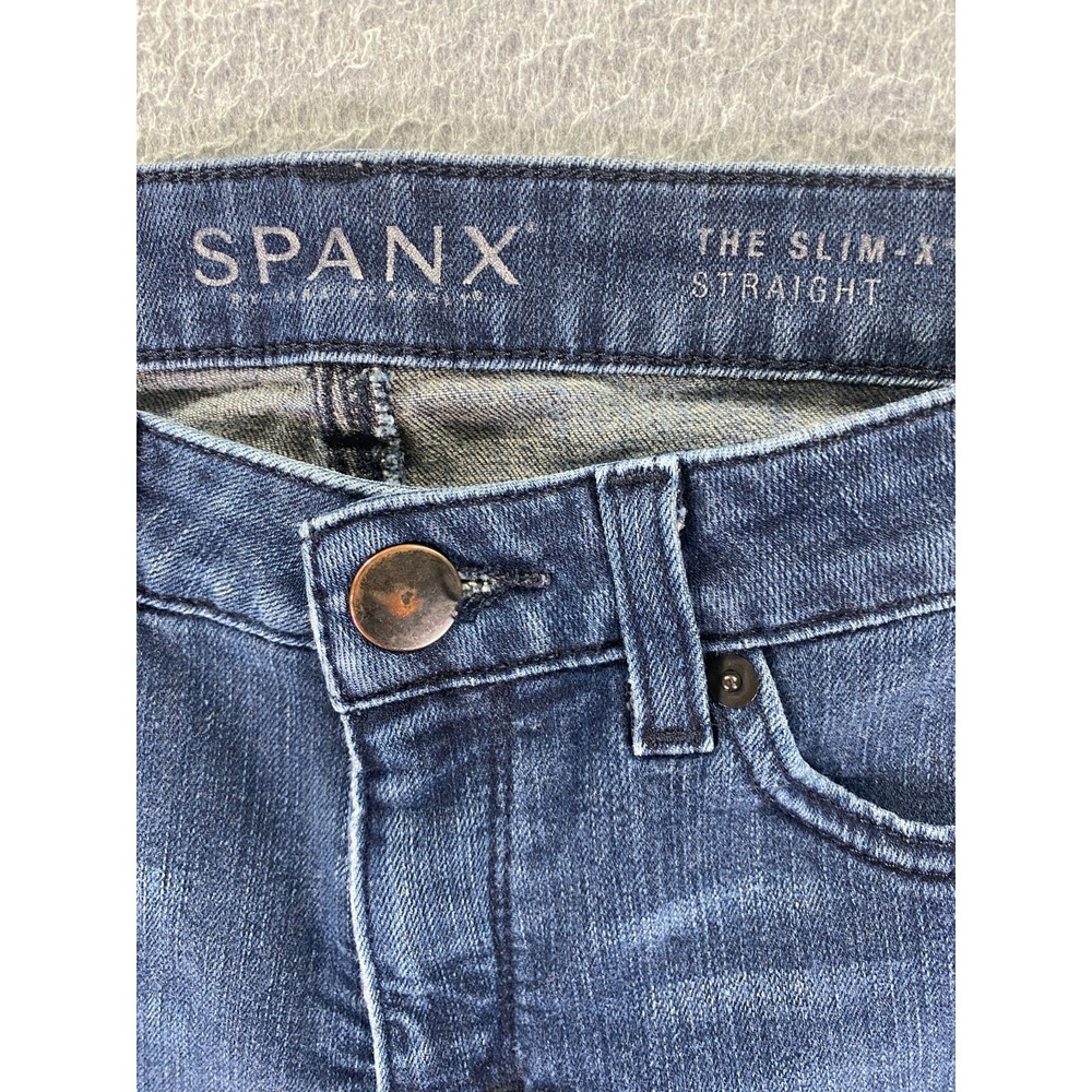 Spanx Jeans Womens 27 The Slim-X Straight Shaping Stretch Medium Wash Zip Fly - Picture 6 of 10
